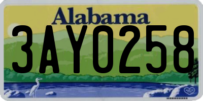 AL license plate 3AY0258