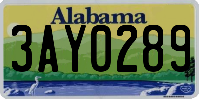 AL license plate 3AY0289