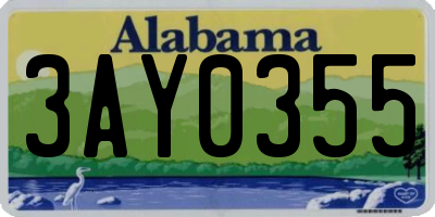AL license plate 3AY0355