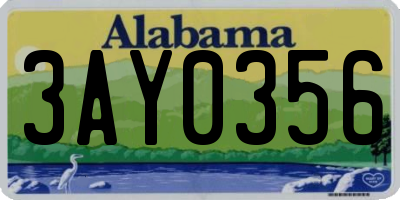 AL license plate 3AY0356