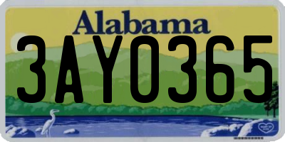 AL license plate 3AY0365