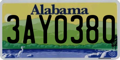 AL license plate 3AY0380