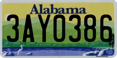 AL license plate 3AY0386