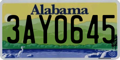 AL license plate 3AY0645