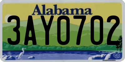 AL license plate 3AY0702
