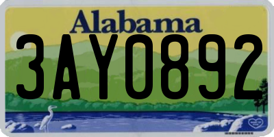 AL license plate 3AY0892