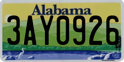 AL license plate 3AY0926