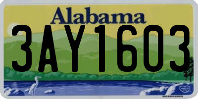 AL license plate 3AY1603