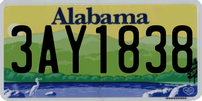 AL license plate 3AY1838