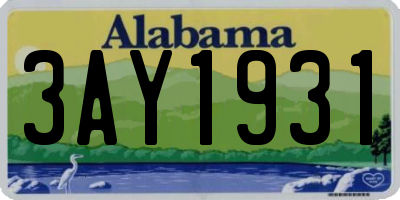 AL license plate 3AY1931