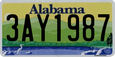 AL license plate 3AY1987