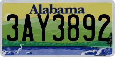 AL license plate 3AY3892