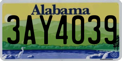 AL license plate 3AY4039