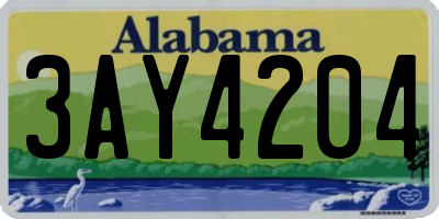 AL license plate 3AY4204