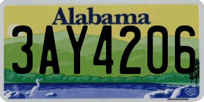 AL license plate 3AY4206