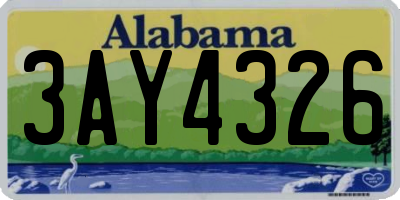 AL license plate 3AY4326