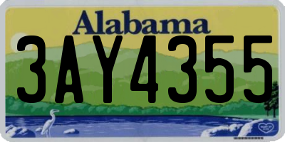 AL license plate 3AY4355