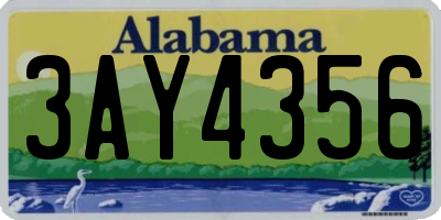 AL license plate 3AY4356