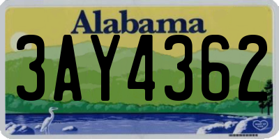 AL license plate 3AY4362
