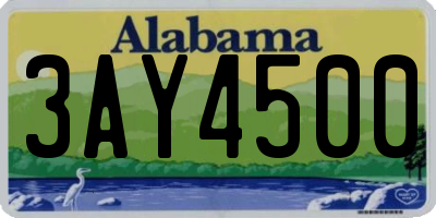 AL license plate 3AY4500