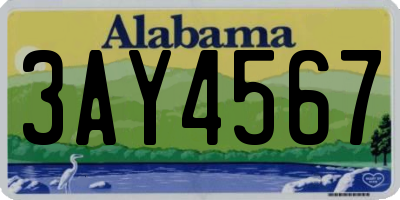 AL license plate 3AY4567