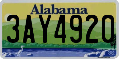 AL license plate 3AY4920