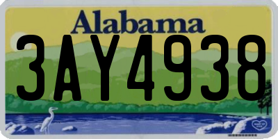 AL license plate 3AY4938