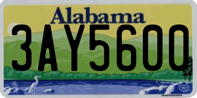 AL license plate 3AY5600