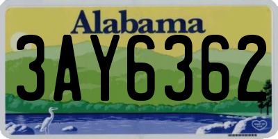 AL license plate 3AY6362