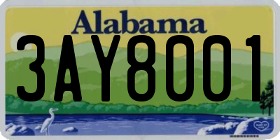 AL license plate 3AY8001