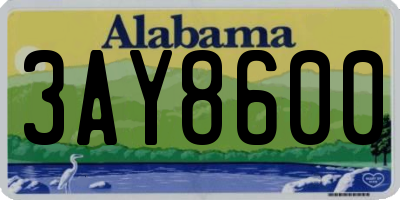 AL license plate 3AY8600