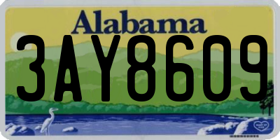 AL license plate 3AY8609