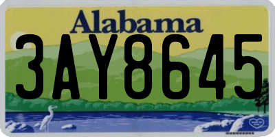 AL license plate 3AY8645