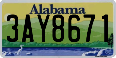 AL license plate 3AY8671