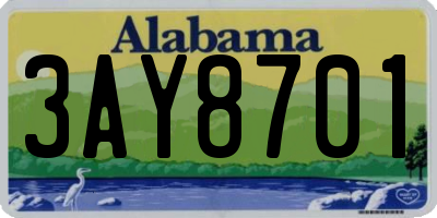 AL license plate 3AY8701