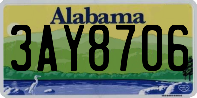 AL license plate 3AY8706