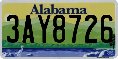 AL license plate 3AY8726