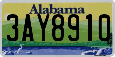 AL license plate 3AY8910
