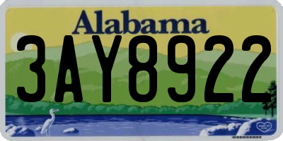 AL license plate 3AY8922