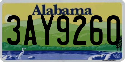 AL license plate 3AY9260