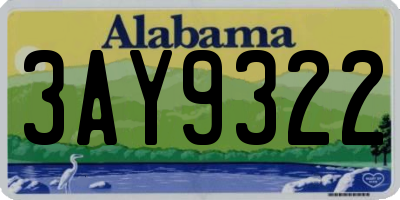 AL license plate 3AY9322