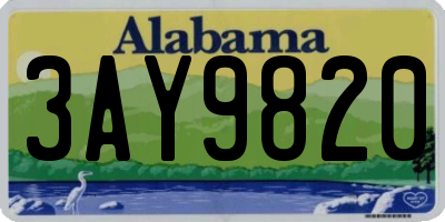 AL license plate 3AY9820
