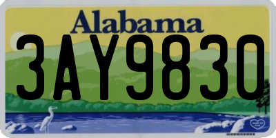 AL license plate 3AY9830