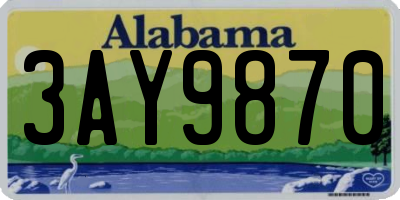 AL license plate 3AY9870