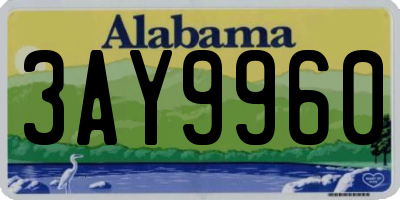 AL license plate 3AY9960
