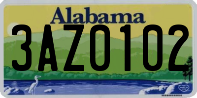AL license plate 3AZ0102