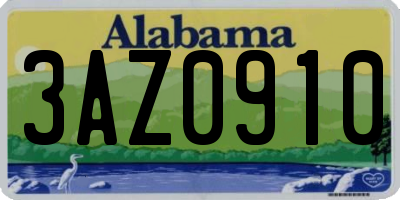 AL license plate 3AZ0910