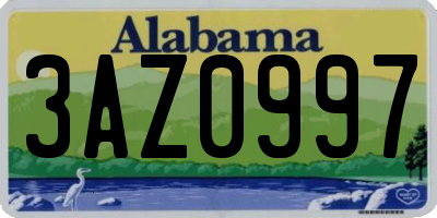 AL license plate 3AZ0997