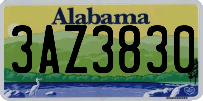 AL license plate 3AZ3830