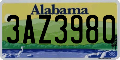 AL license plate 3AZ3980
